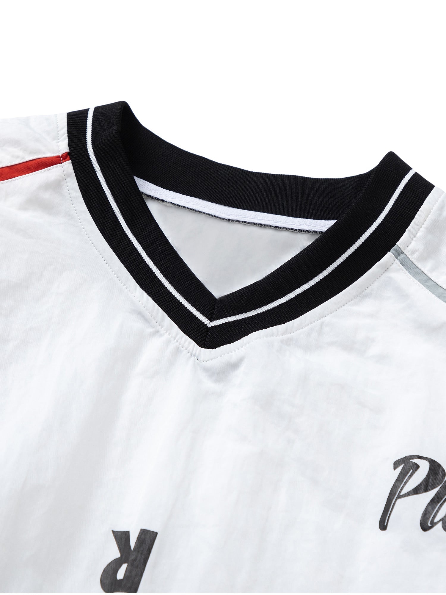 LONG SLEEVE SHIRT WITH SPLICE COLLAR IN WHITE AND BLACK