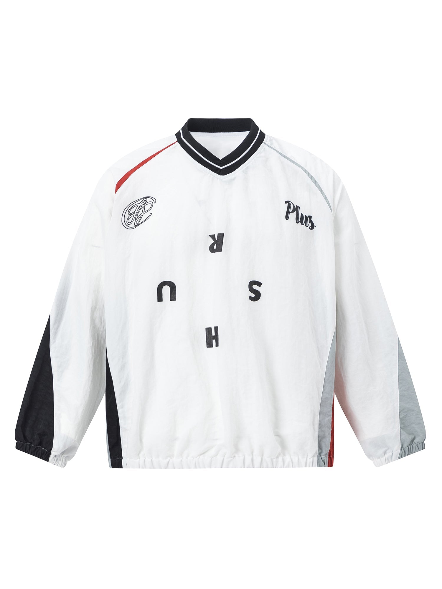 LONG SLEEVE SHIRT WITH SPLICE COLLAR IN WHITE AND BLACK