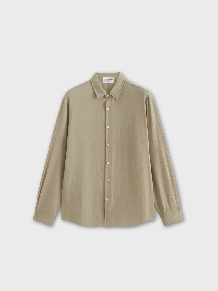 LONG-SLEEVED BUTTON-DOWN SHIRT LINEN COTTON BLEND