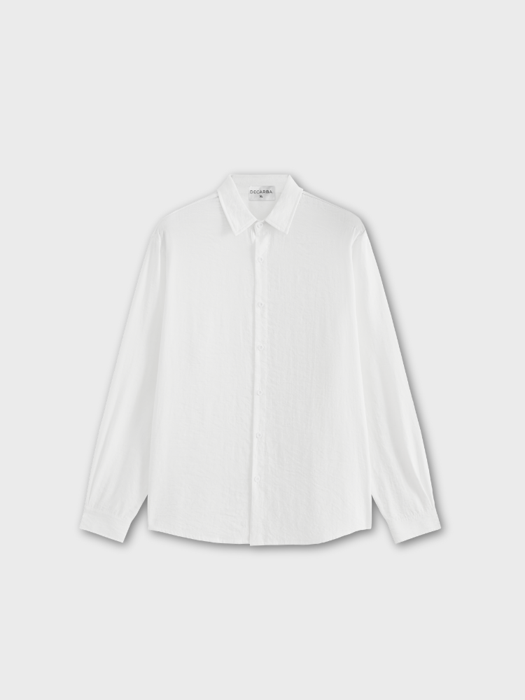 LONG-SLEEVED BUTTON-DOWN SHIRT LINEN COTTON BLEND