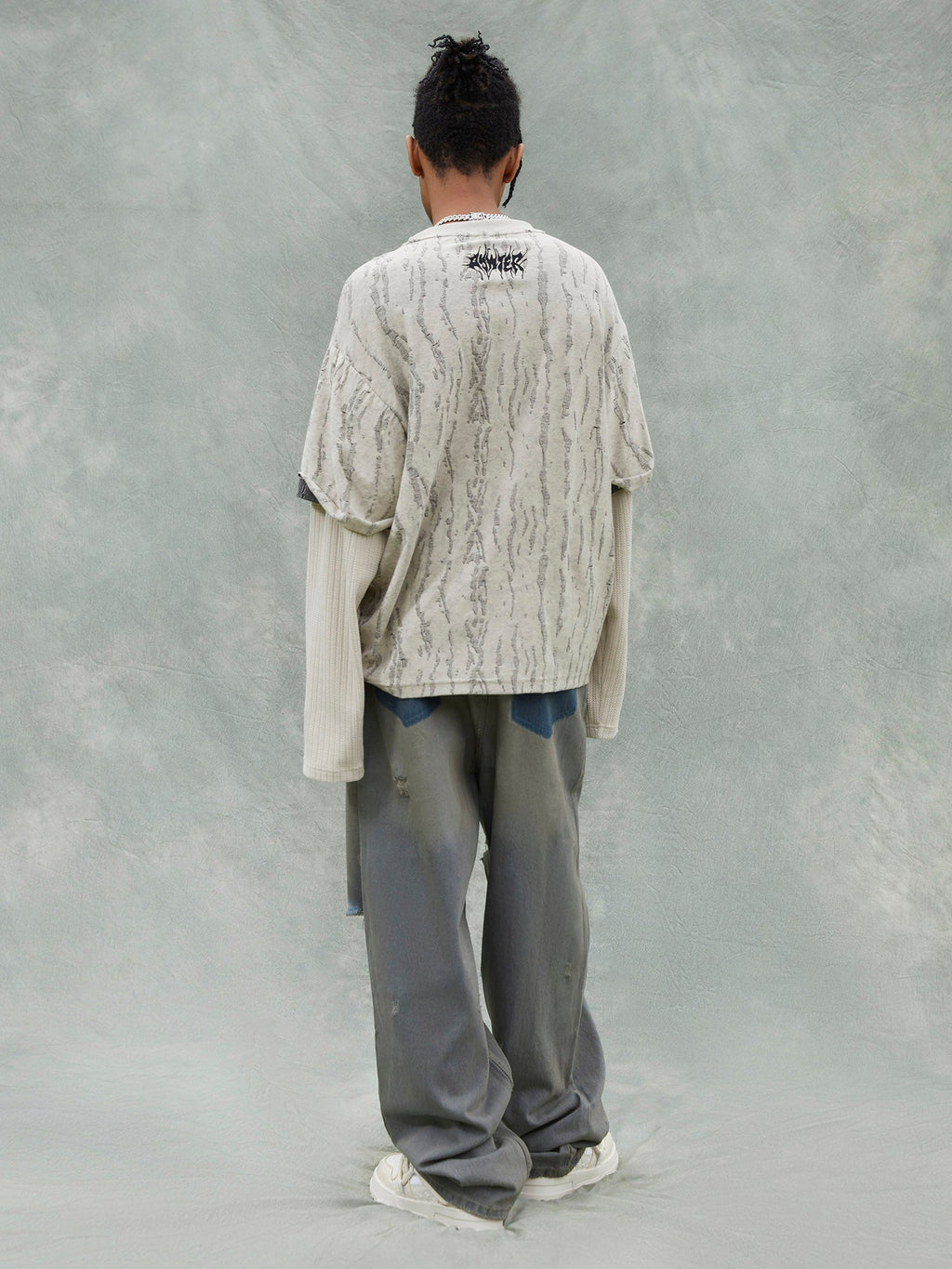 LONG-SLEEVED LAYERED SHIRT IN COTTON LINEN BLEND