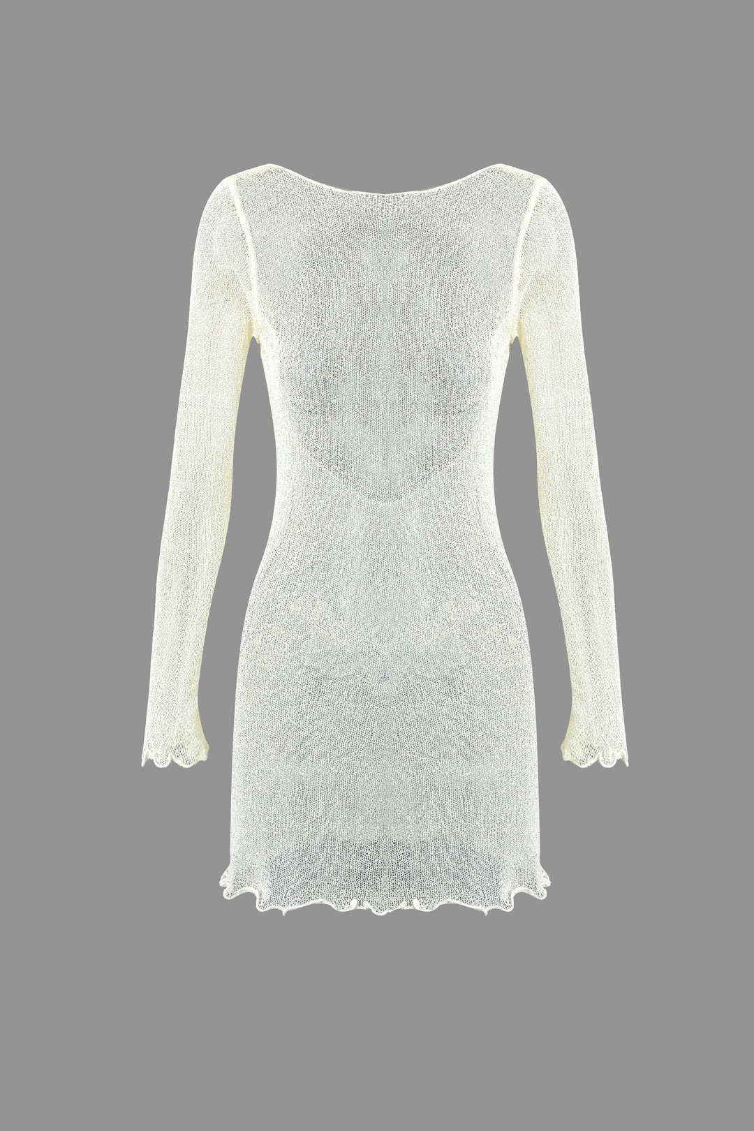 LONG-SLEEVED MINI DRESS WITH STRETCHY JERSEY SWIMWEAR FEATURES