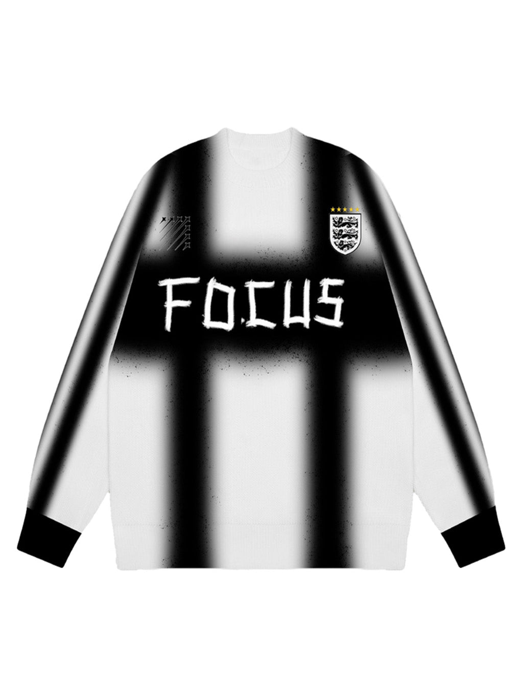 LONG-SLEEVED SHIRT BLACK AND WHITE STRIPES COLOR CONTRAST PRINT