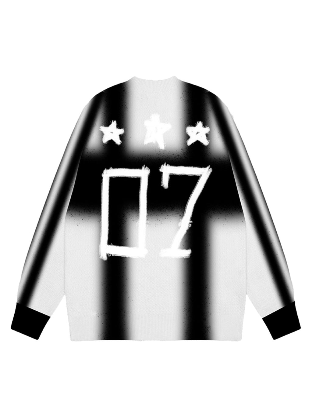 LONG-SLEEVED SHIRT BLACK AND WHITE STRIPES COLOR CONTRAST PRINT