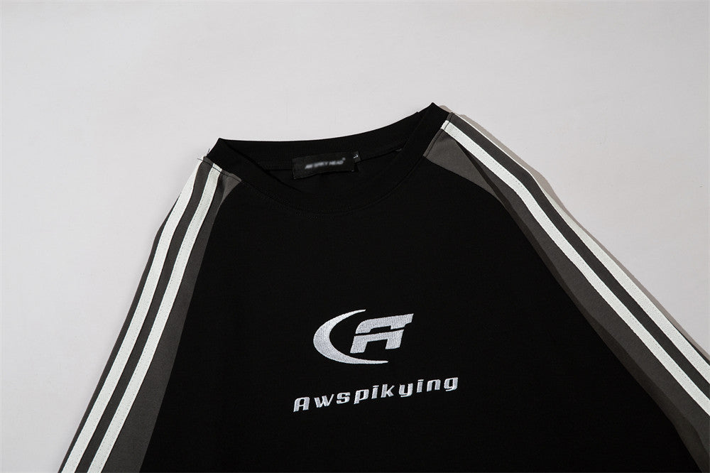 LONG-SLEEVED SHIRT WITH STRIPED SLEEVES OVERSIZED FIT COTTON