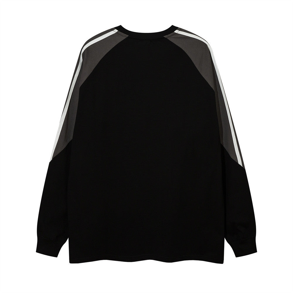 LONG-SLEEVED SHIRT WITH STRIPED SLEEVES OVERSIZED FIT COTTON