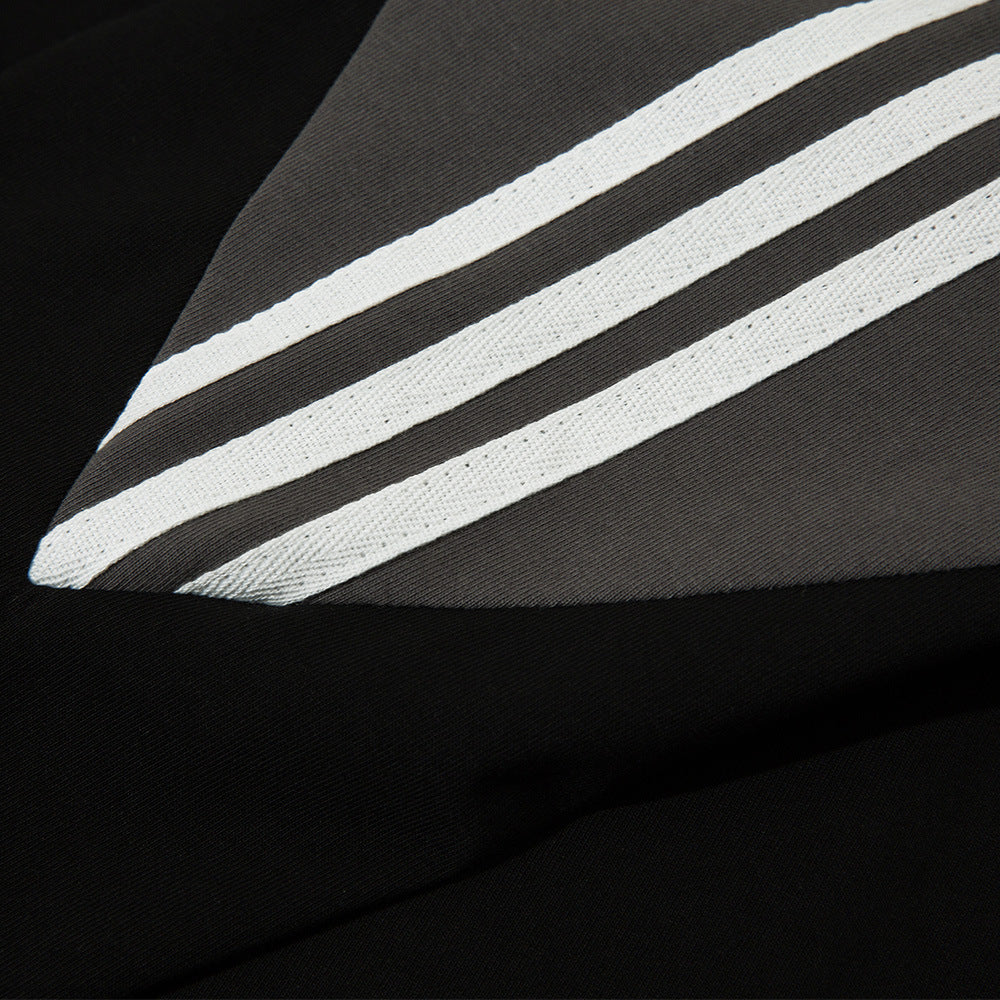 LONG-SLEEVED SHIRT WITH STRIPED SLEEVES OVERSIZED FIT COTTON