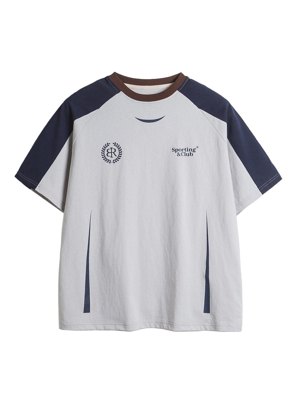 LOOSE FIT BLACK AND GRAY ATHLETIC T-SHIRT STYLISH AMERICAN RETRO