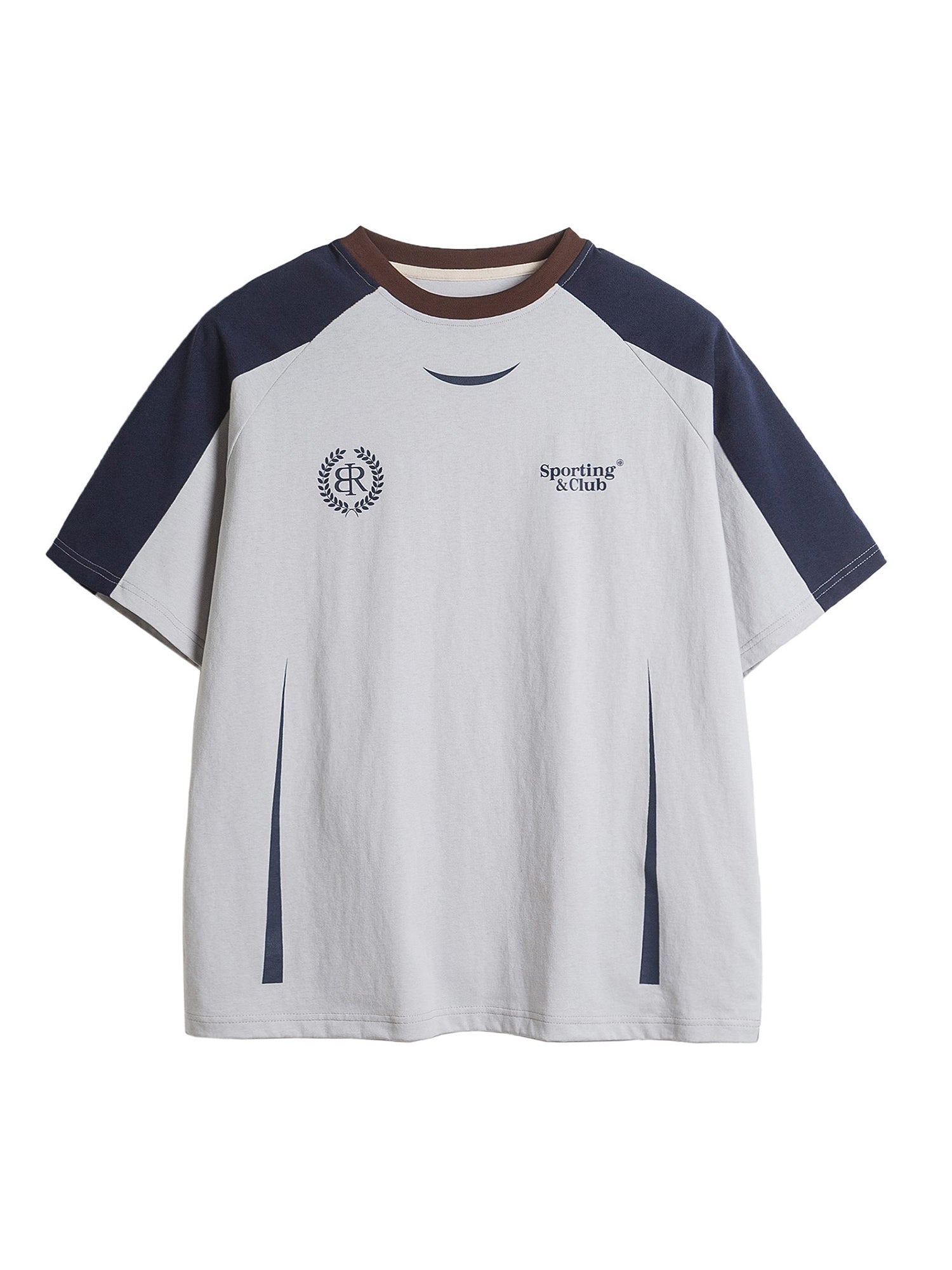 LOOSE FIT BLACK AND GRAY ATHLETIC T-SHIRT STYLISH AMERICAN RETRO