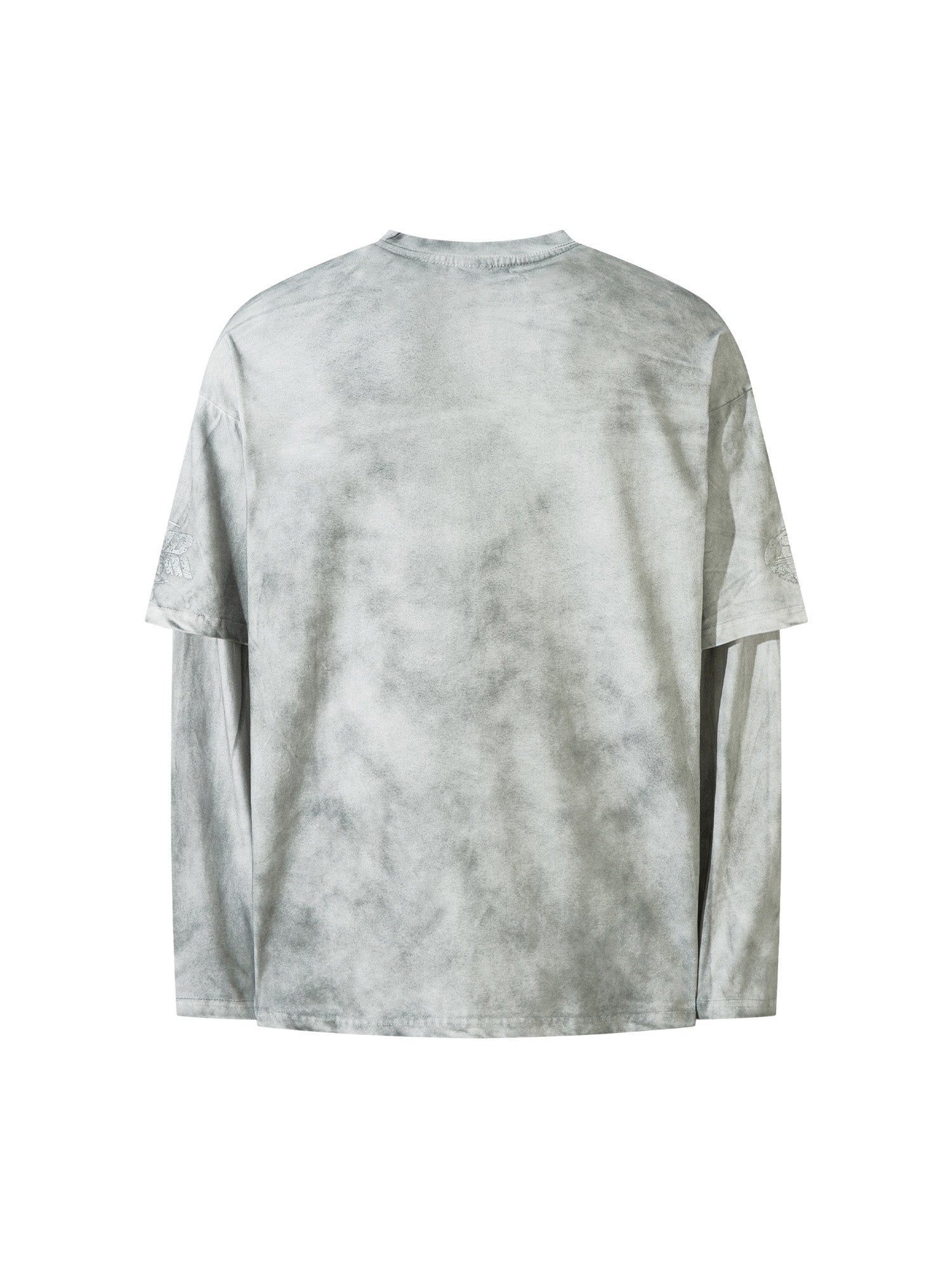 GRAY LONG SLEEVE GRAPHIC T-SHIRT WITH ROUND COLLAR AND LOOSE FIT
