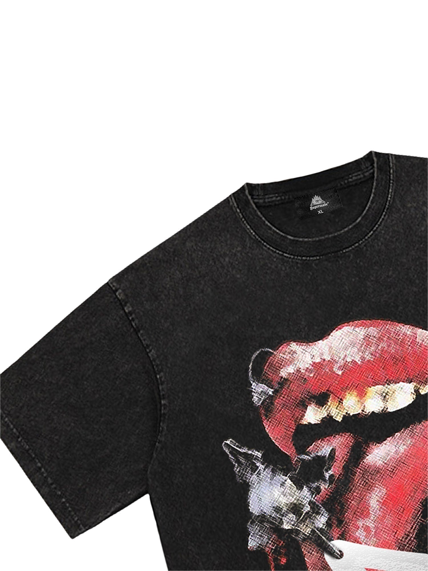 LOOSE FIT SHORT SLEEVE BLACK GRAPHIC T-SHIRT