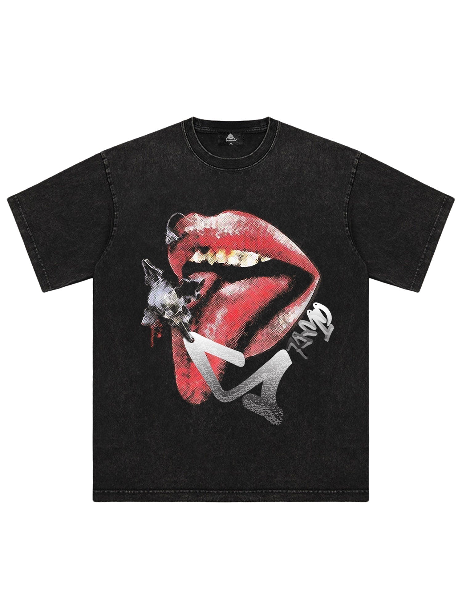 LOOSE FIT SHORT SLEEVE BLACK GRAPHIC T-SHIRT