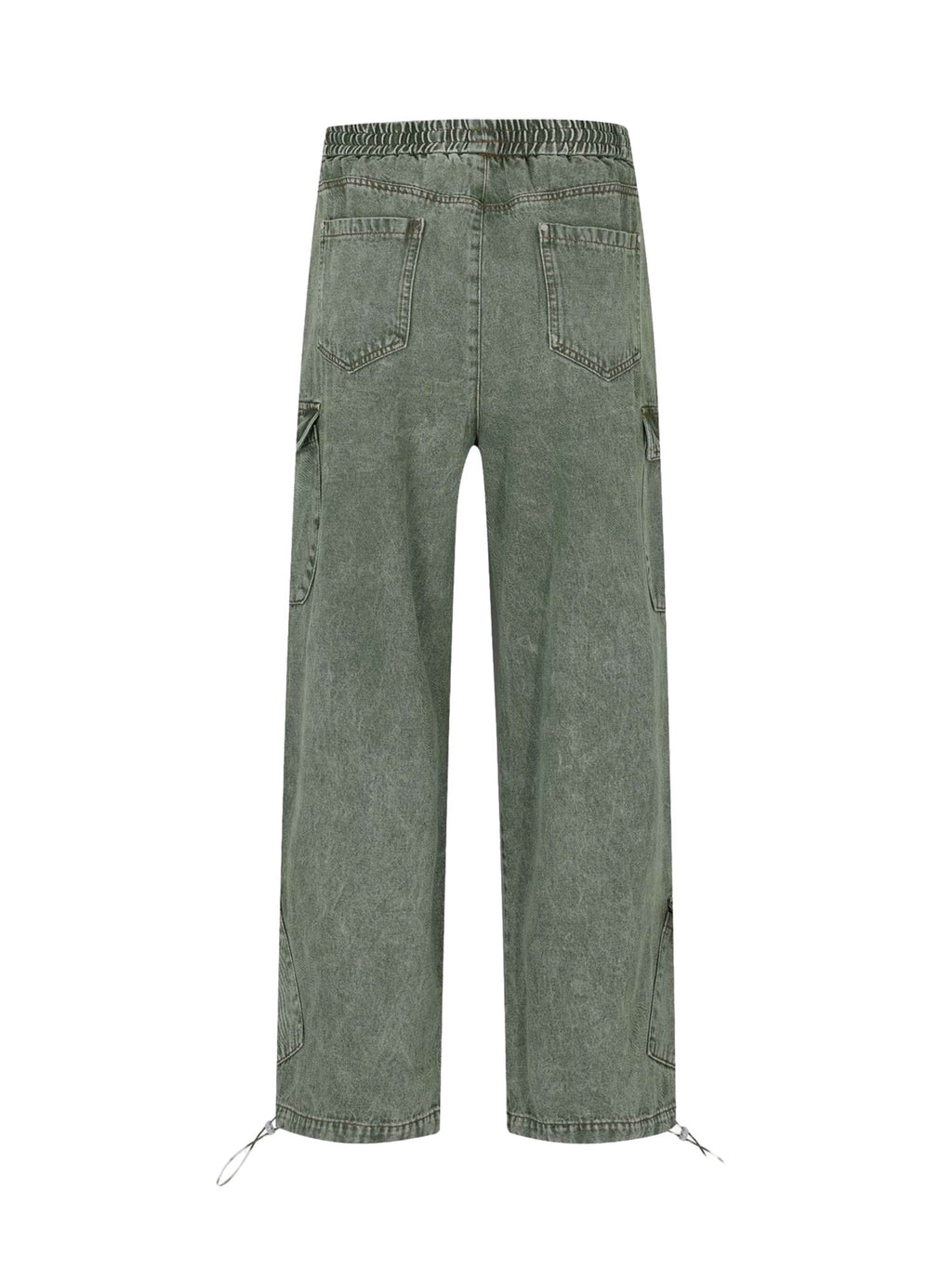 LOOSE STRAIGHT CASUAL CARGO PANTS WITH DRAWSTRING IN GREEN