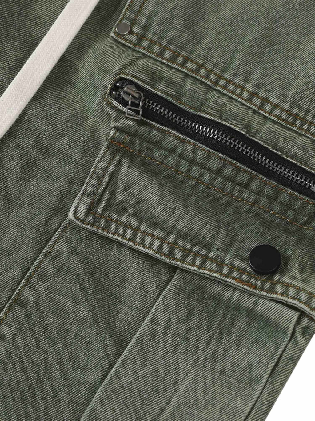 LOOSE STRAIGHT CASUAL CARGO PANTS WITH DRAWSTRING IN GREEN
