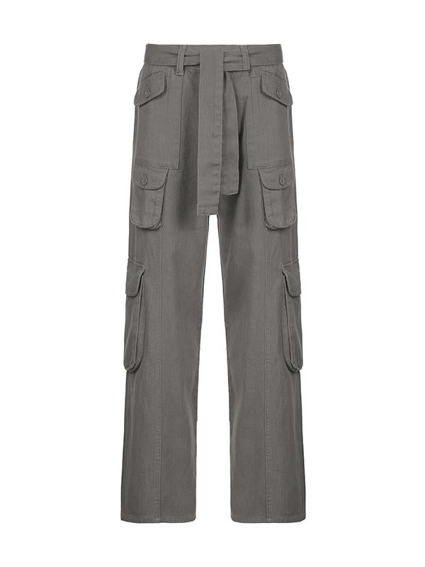 LOW-RISE CARGO PANTS IN WASHED GREY FOR MODERN STYLE AND COMFORT