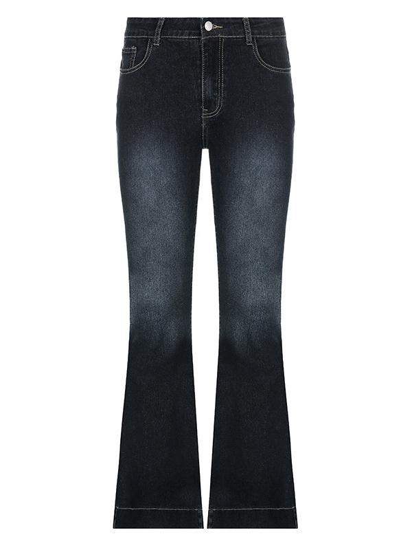 LOW-RISE FLARE JEANS IN DARK WASH - FADED LOW WAIST STYLE