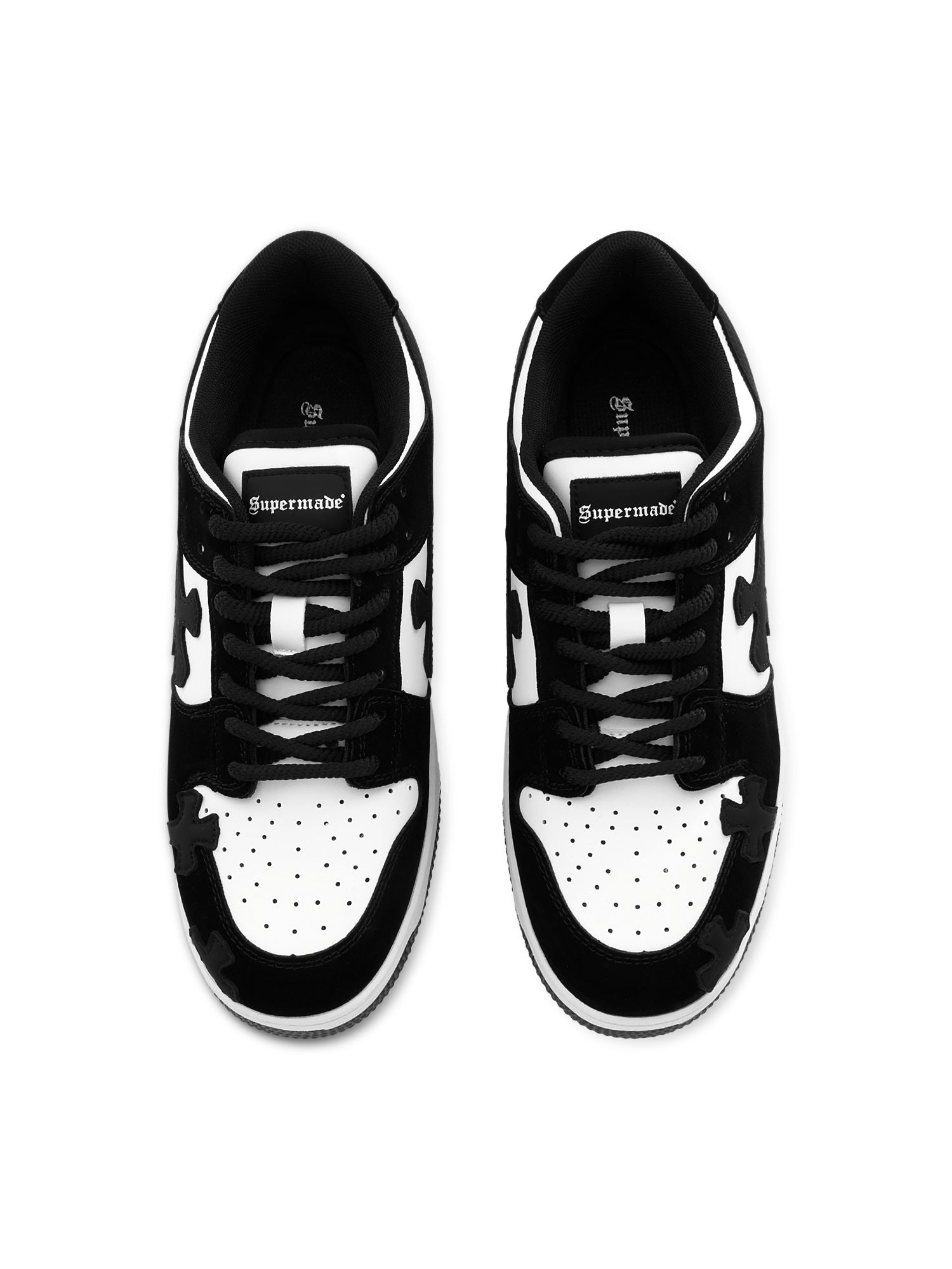 LOW-TOP SNEAKERS BLACK AND WHITE ROUND TOE DESIGN