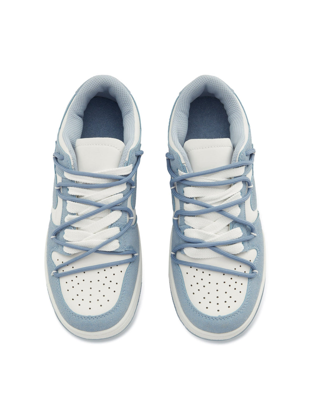 LOW-TOP SNEAKERS BLUE AND WHITE ROUND TOE SHOE SP230818IWDN