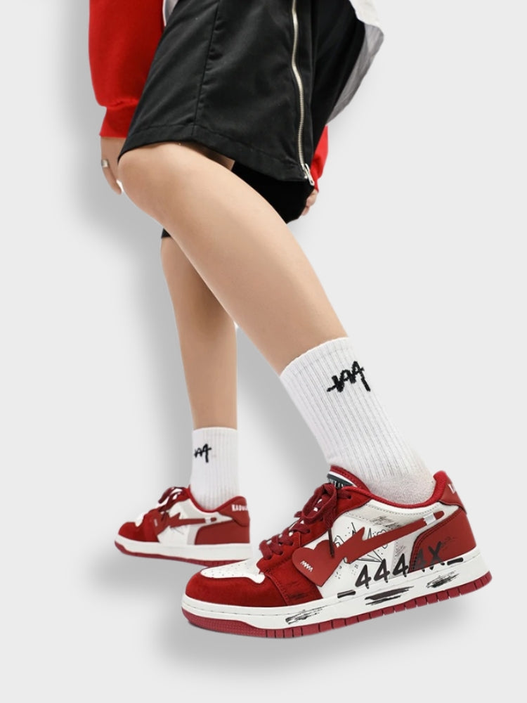 LOW-TOP SNEAKERS - RED AND WHITE UNISEX SPORT SHOES