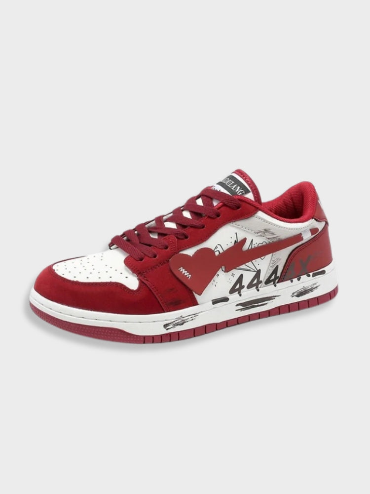 LOW-TOP SNEAKERS - RED AND WHITE UNISEX SPORT SHOES