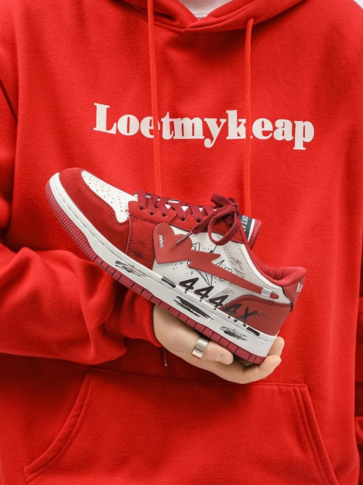 LOW-TOP SNEAKERS - RED AND WHITE UNISEX SPORT SHOES