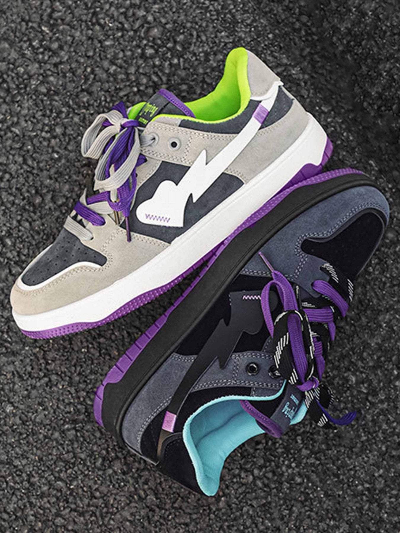 LOW-TOP SNEAKERS WITH PURPLE ACCENTS AND RUBBER OUTSOLE