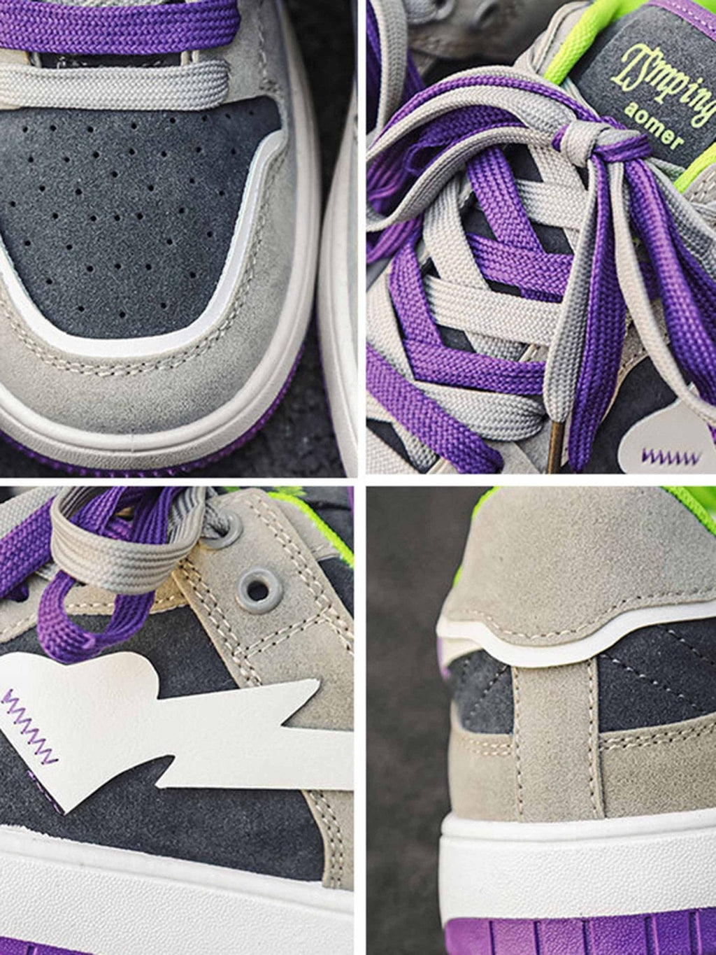 LOW-TOP SNEAKERS WITH PURPLE ACCENTS AND RUBBER OUTSOLE