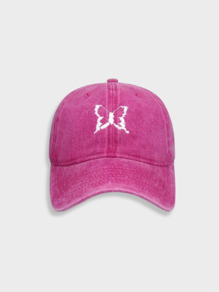 MAROON BASEBALL CAP WITH BUTTERFLY - STYLISH SUN PROTECTION BUTTERFLY CAP