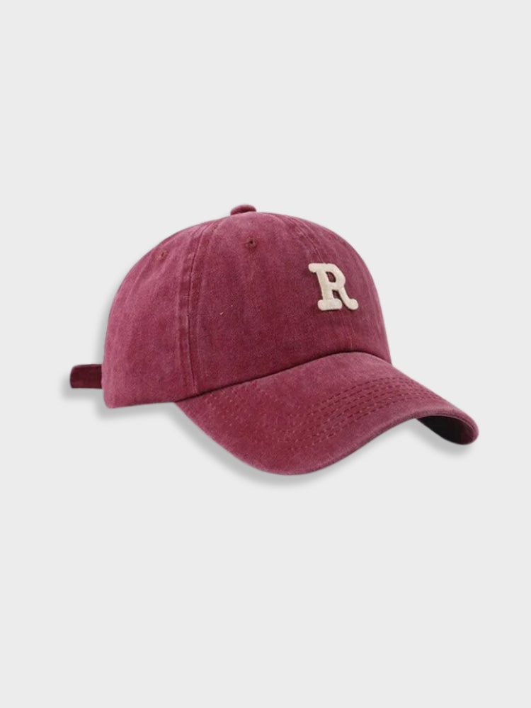 MAROON BASEBALL CAP WITH R - VINTAGE R CAP FOR LASTING COMFORT