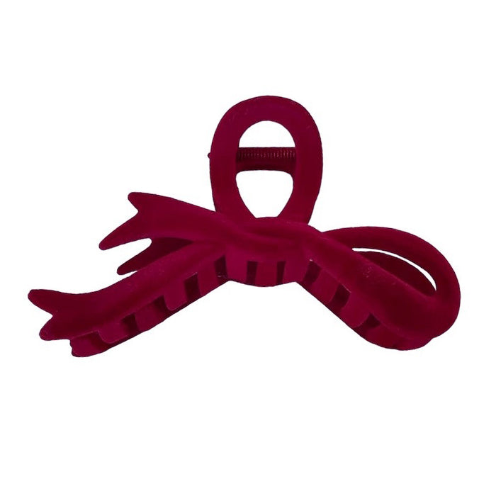 MAROON VELVET CLAW HAIR CLIP WITH COQUETTE VELVET BOW STYLE