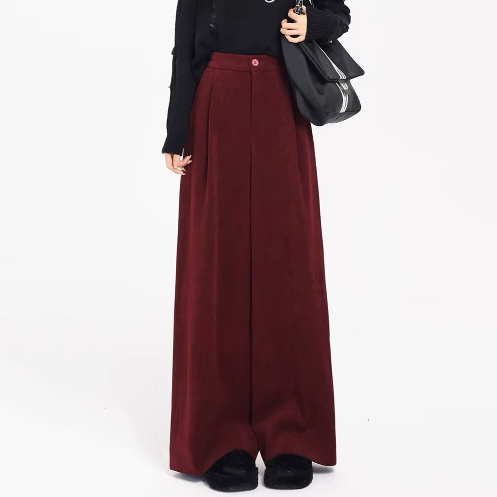 MAROON WIDE-LEG TROUSERS FOR WOMEN