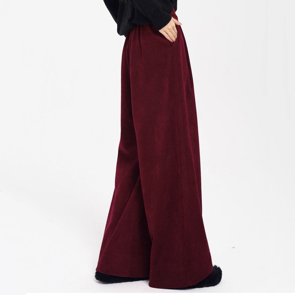 MAROON WIDE-LEG TROUSERS FOR WOMEN