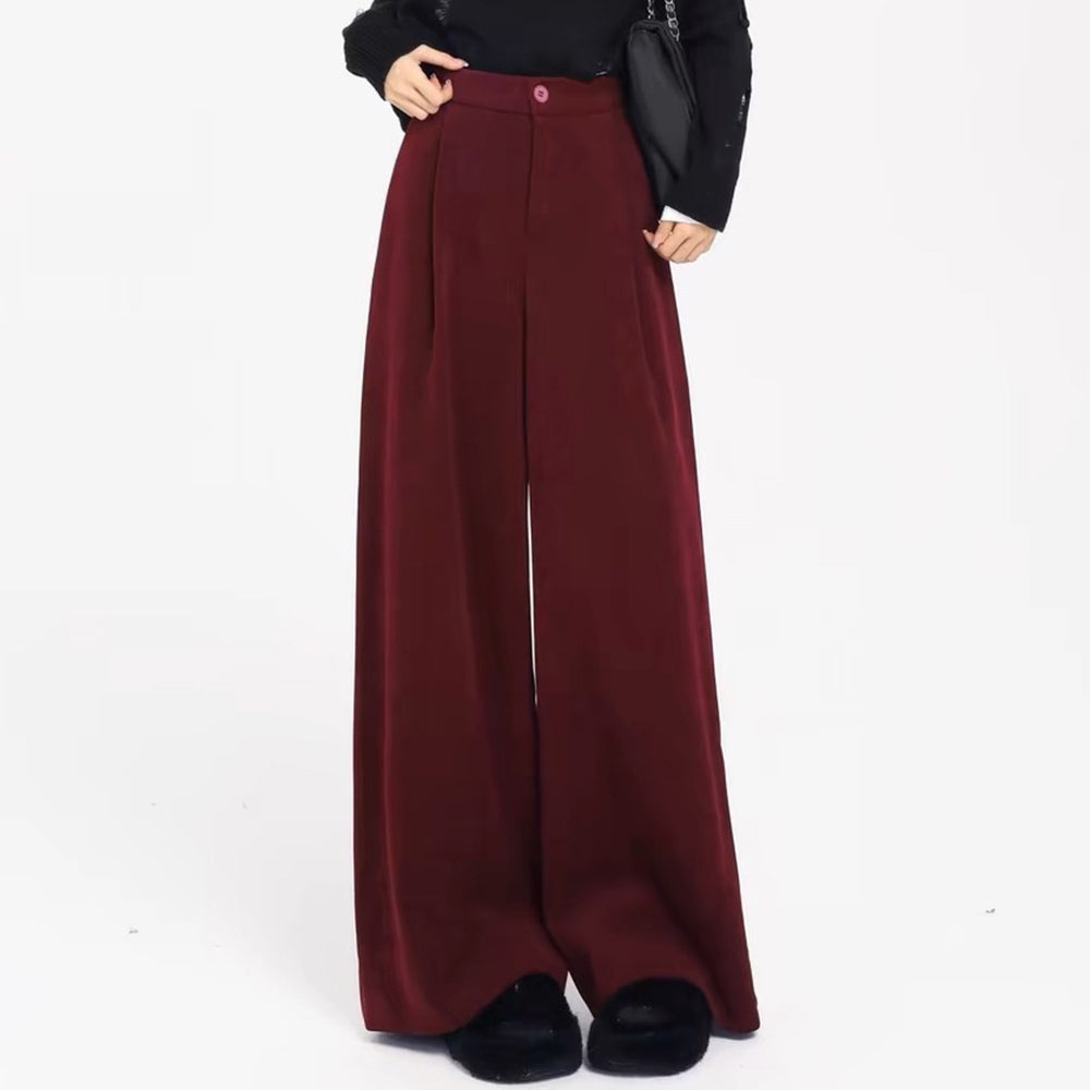 MAROON WIDE-LEG TROUSERS FOR WOMEN