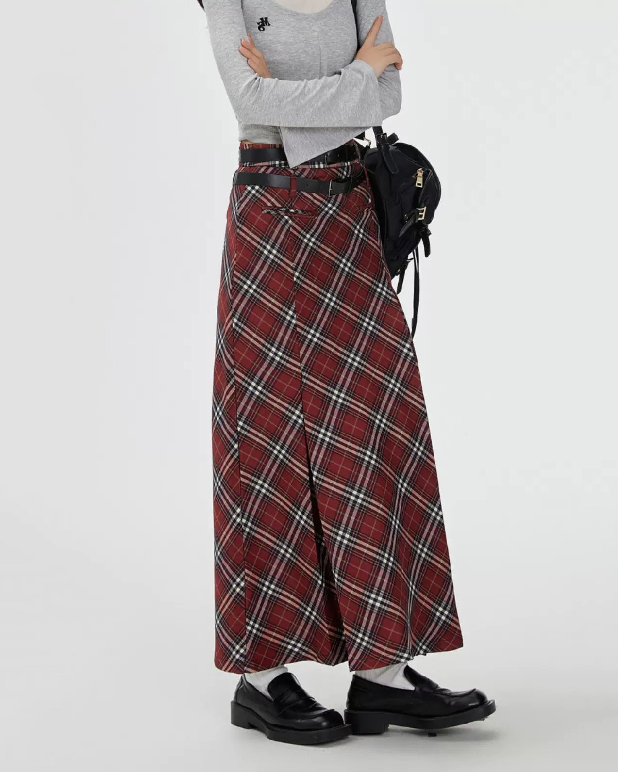 MAXI SKIRT WITH BELT - VINTAGE LONDON BRIDGE CHECKED DESIGN