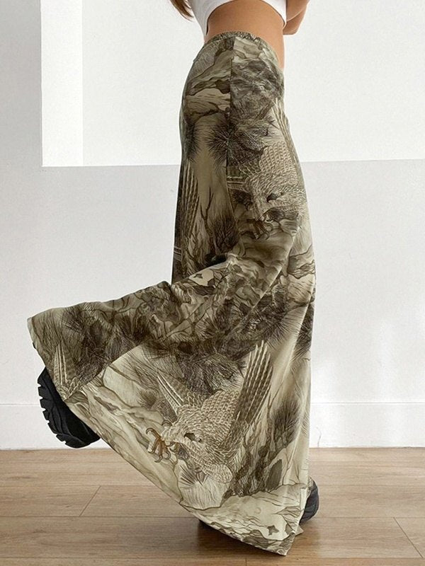 MAXI SKIRT WITH VINTAGE-INSPIRED PRINT AND LOW WAISTLINE DESIGN