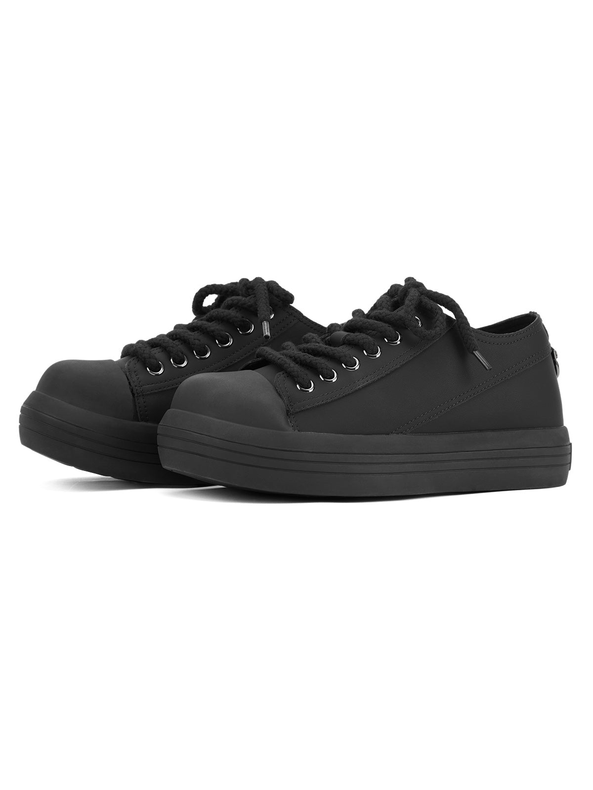 MEN'S BLACK PLATFORM SNEAKERS WITH DURABLE RUBBER OUTSOLE