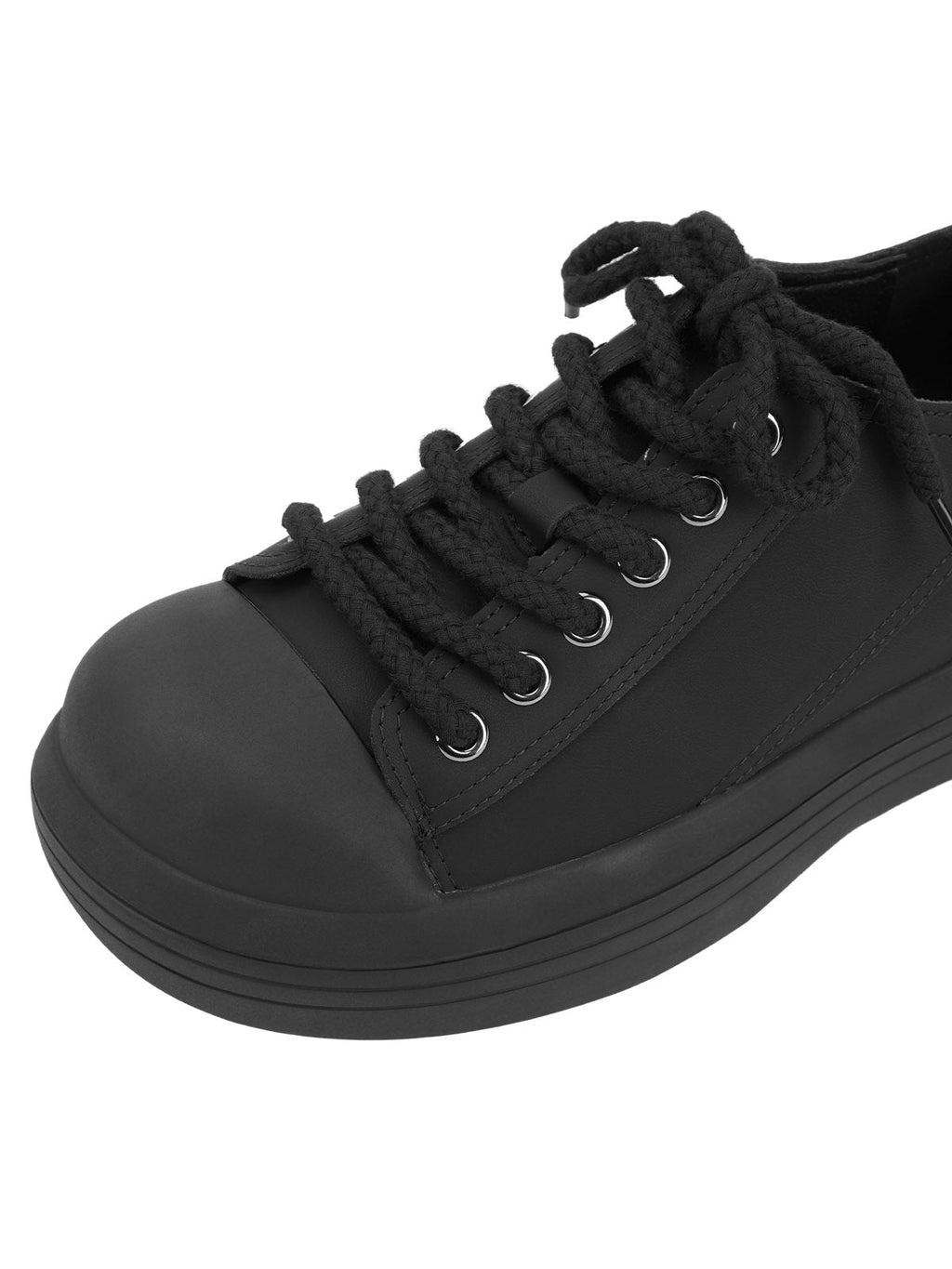 MEN'S BLACK PLATFORM SNEAKERS WITH DURABLE RUBBER OUTSOLE