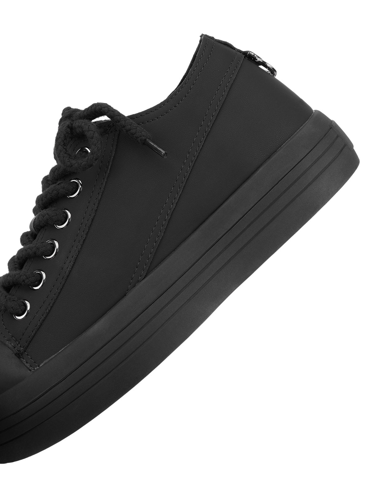 MEN'S BLACK PLATFORM SNEAKERS WITH DURABLE RUBBER OUTSOLE