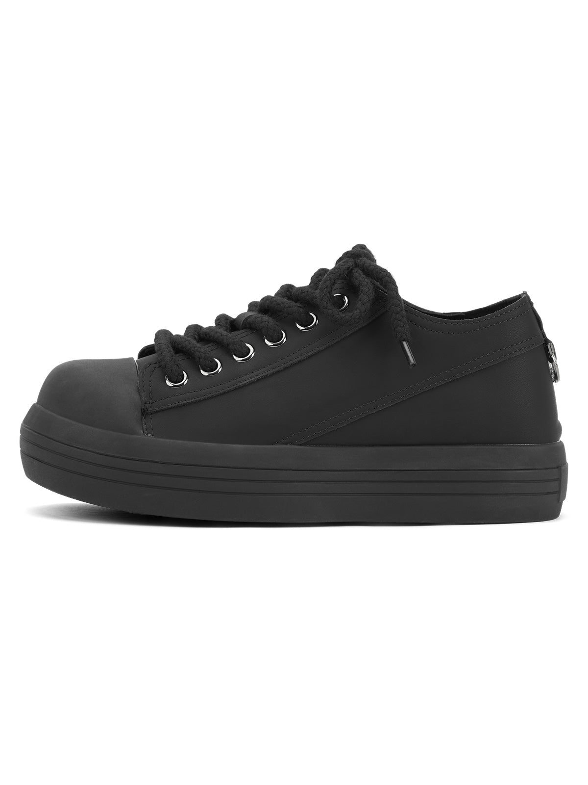 MEN'S BLACK PLATFORM SNEAKERS WITH DURABLE RUBBER OUTSOLE