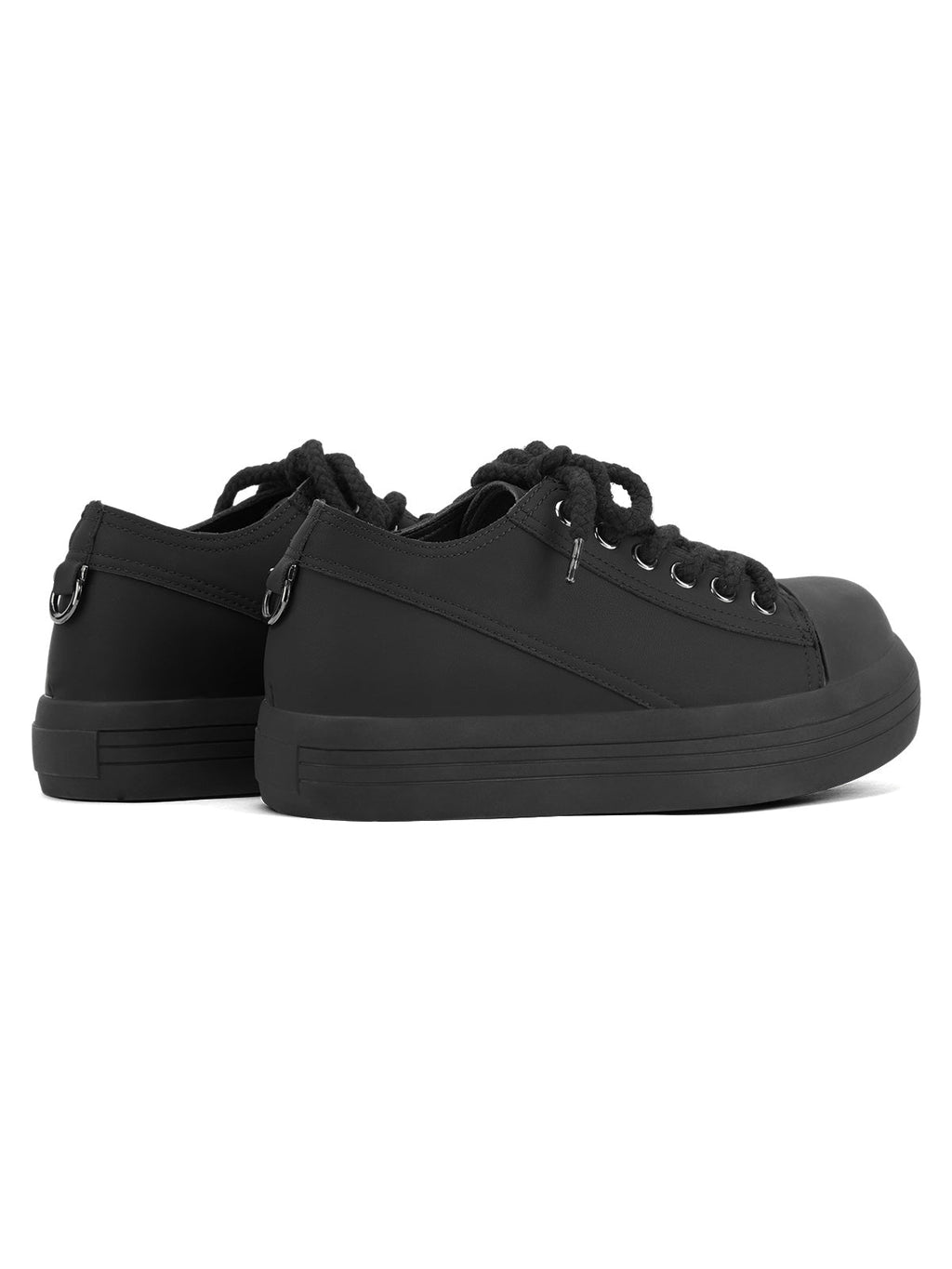 MEN'S BLACK PLATFORM SNEAKERS WITH DURABLE RUBBER OUTSOLE