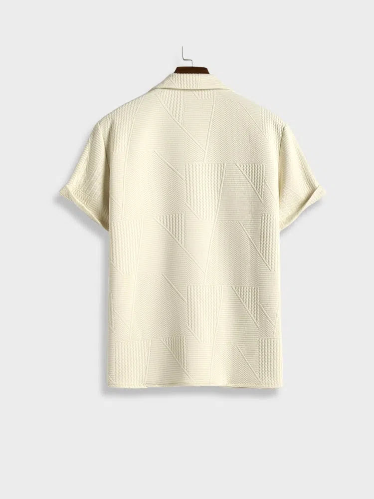 MEN'S CASUAL SHORT-SLEEVED CREAM SHIRT