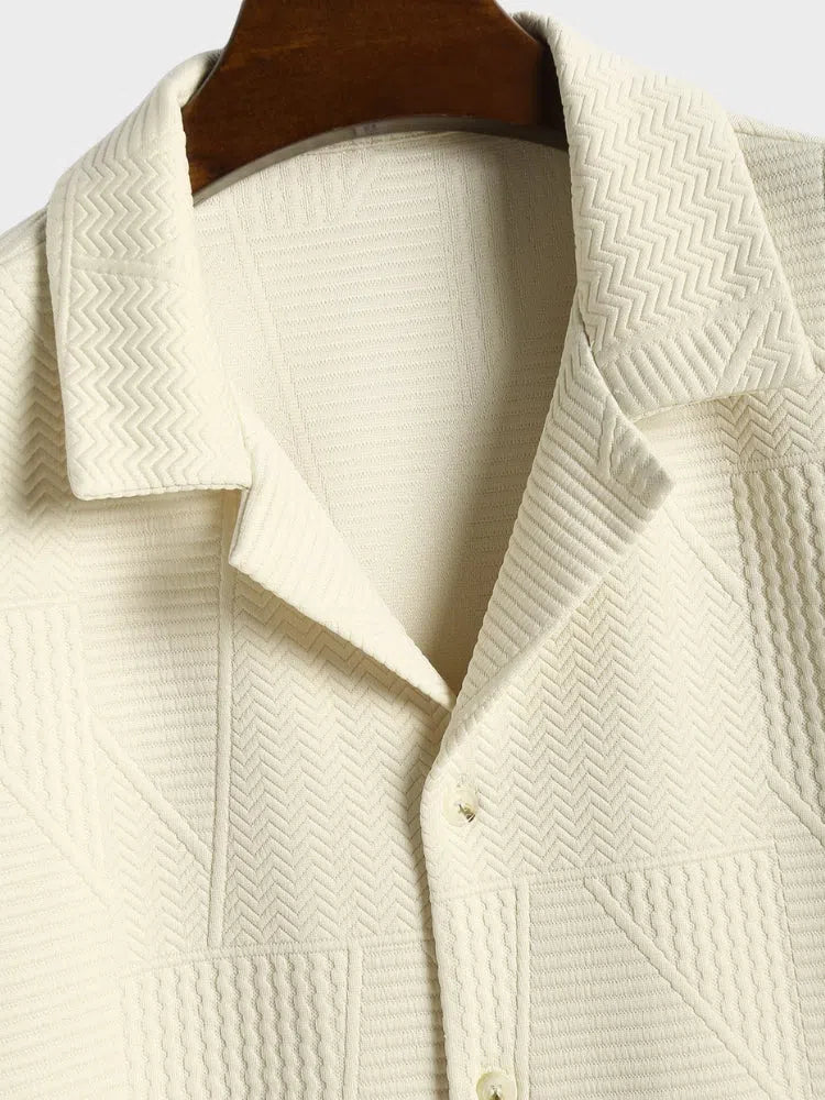 MEN'S CASUAL SHORT-SLEEVED CREAM SHIRT