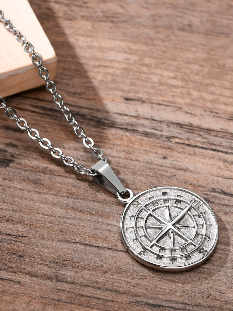 MEN'S JEWELRY SET WITH COMPASS NECKLACE AND MONEY COMPASS