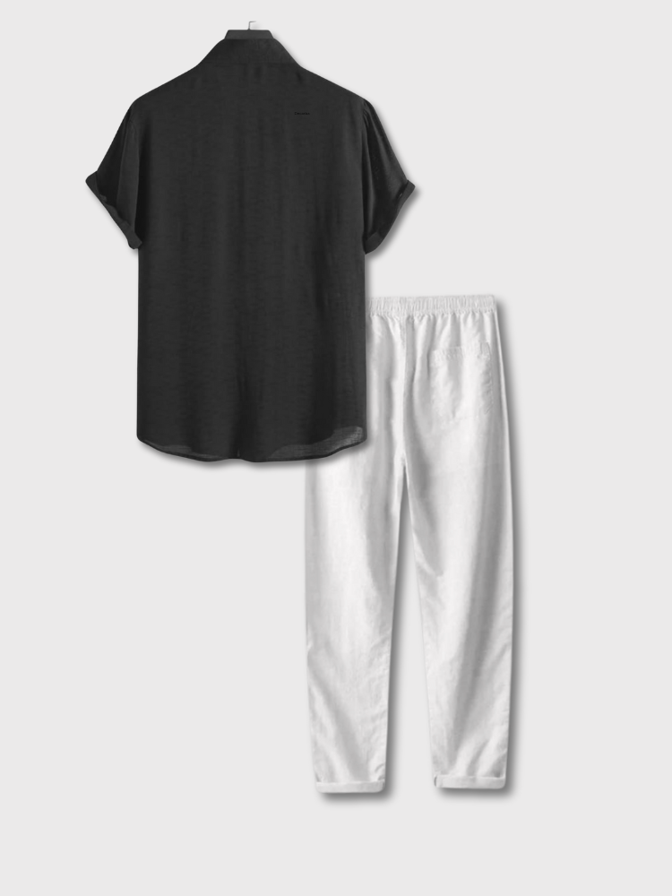 SHIRT AND WHITE PANTS SET