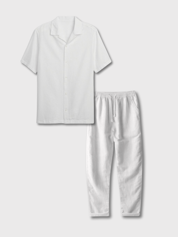 SHIRT AND WHITE PANTS SET
