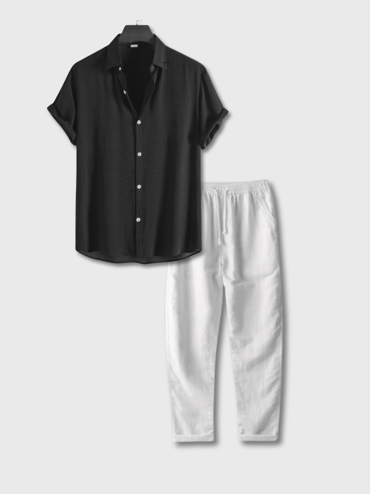 SHIRT AND WHITE PANTS SET