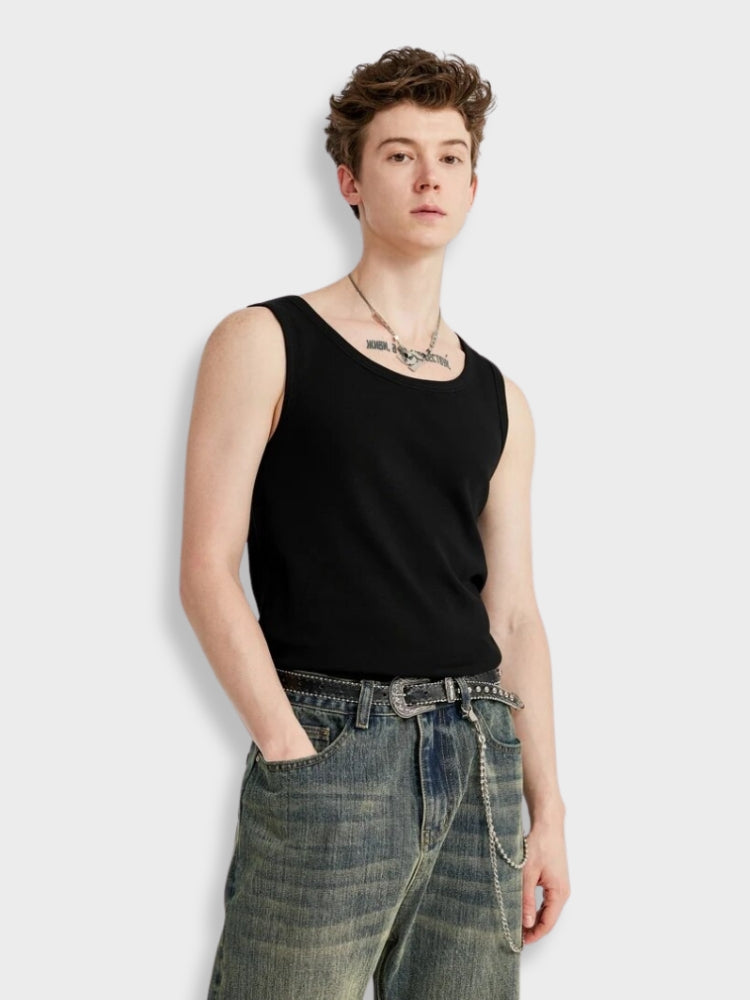 MEN'S VINTAGE TANK TOP AND BAGGY JEANS SET FOR EFFORTLESS STYLE