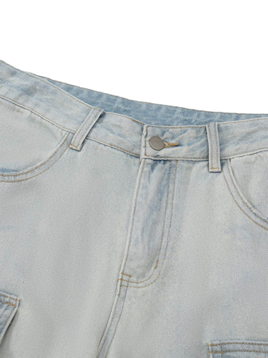 LIGHT BLUE CARGO JEANS WITH MID WAIST AND STRAIGHT LEG DESIGN