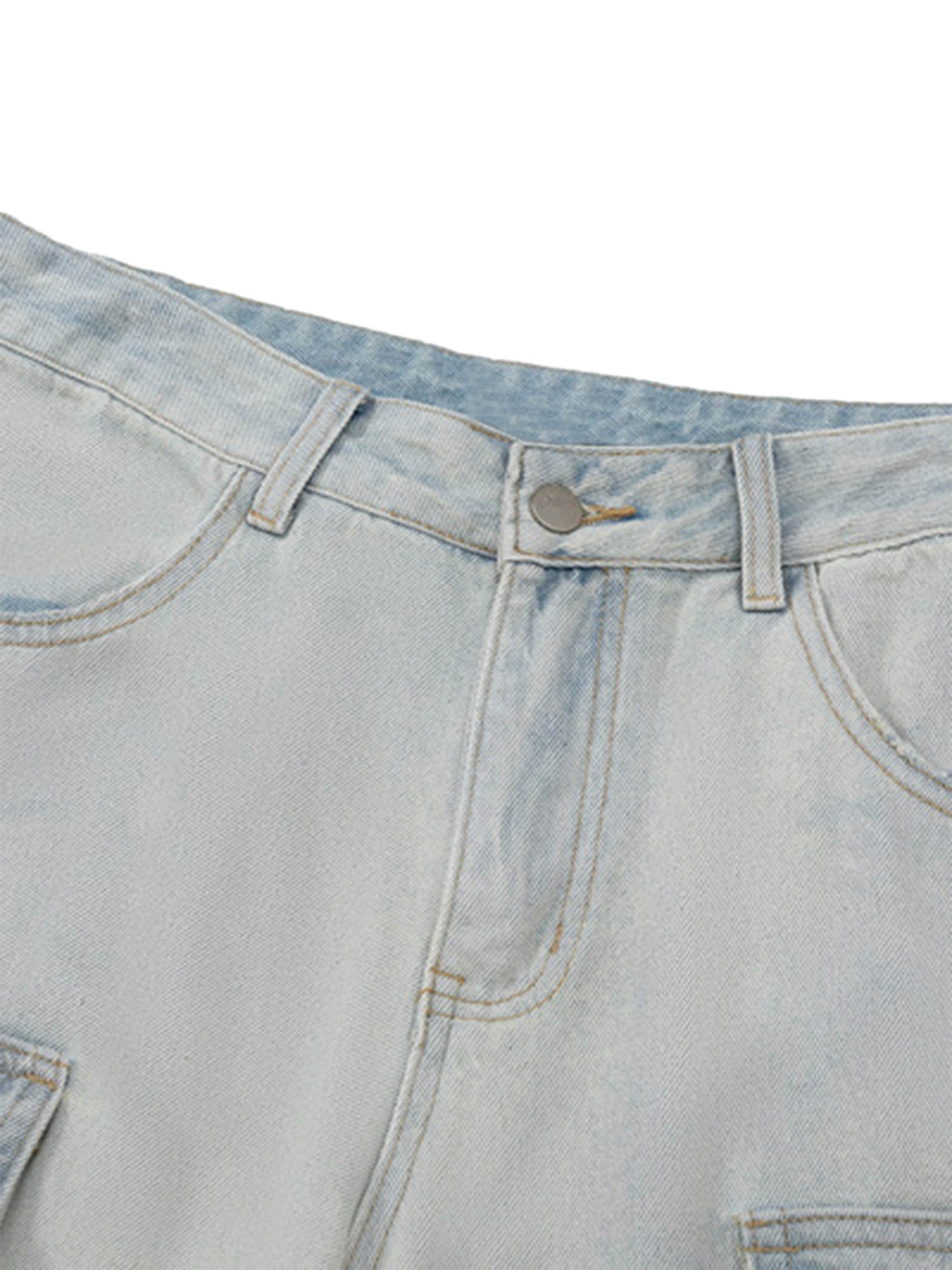 LIGHT BLUE CARGO JEANS WITH MID WAIST AND STRAIGHT LEG DESIGN