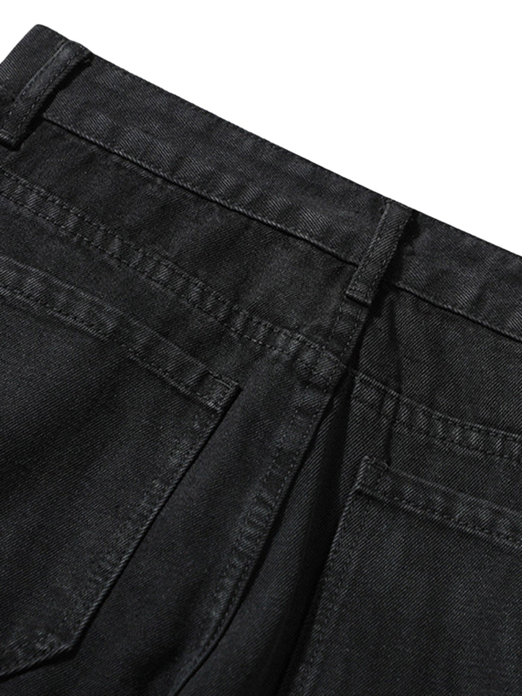 MID WAIST DENIM PANTS WITH STRAPS - BLACK MID WAIST DENIM